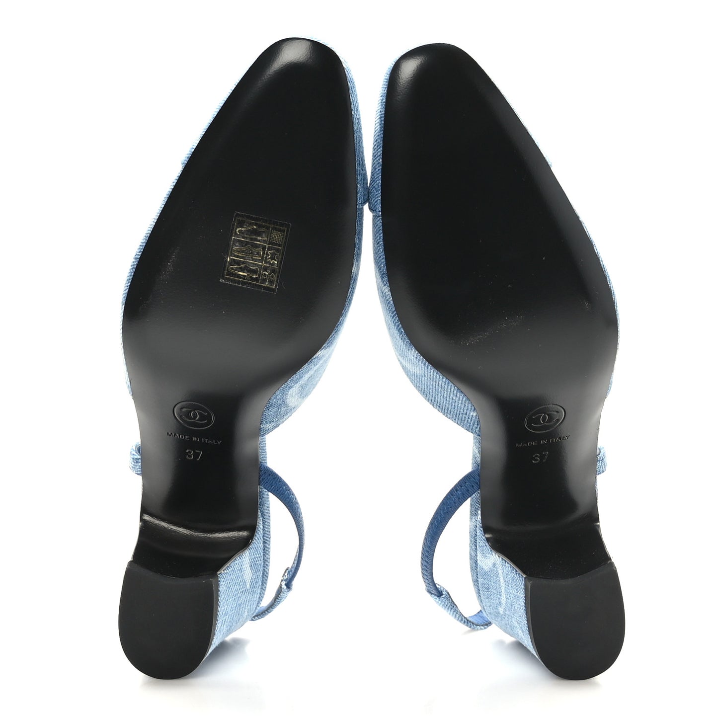 Denim Cap Toe CC Slingback Pumps 37 Blue