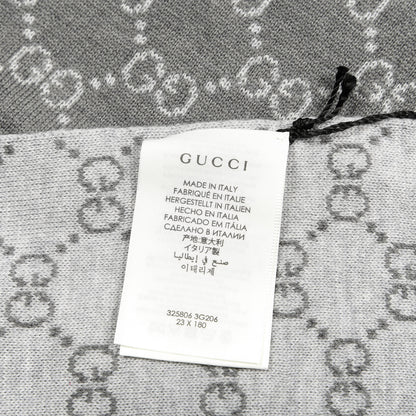 Gucci Wool Tricot GG Monogram Web Solange Scarf Coffee Ivory 4 of 4