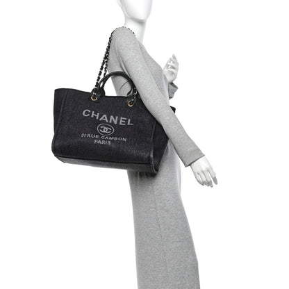 Chanel Woven Straw Raffia Large Deauville Tote Black 2 of 10