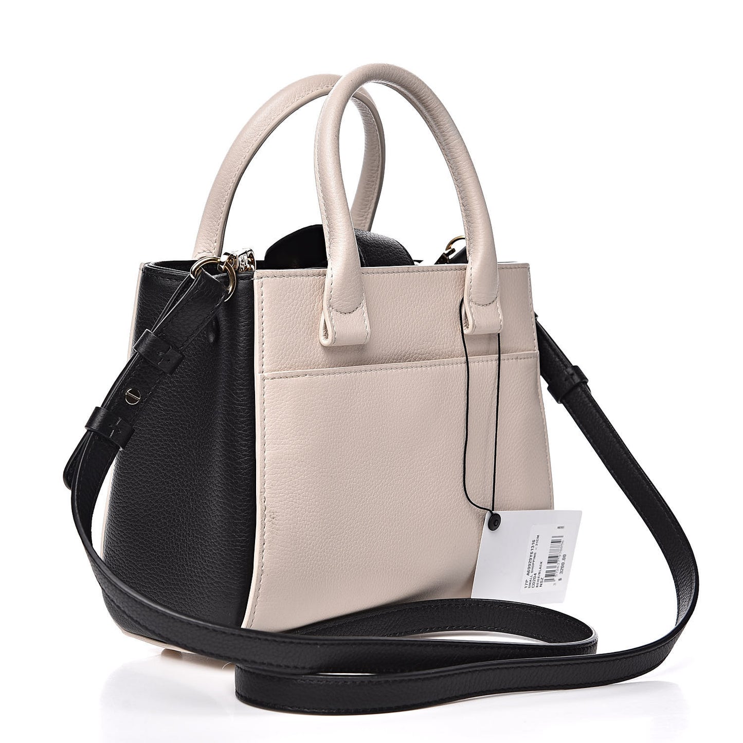 Grained Calfskin Mini Bi-Color Neo Executive Shopper Tote Beige Black