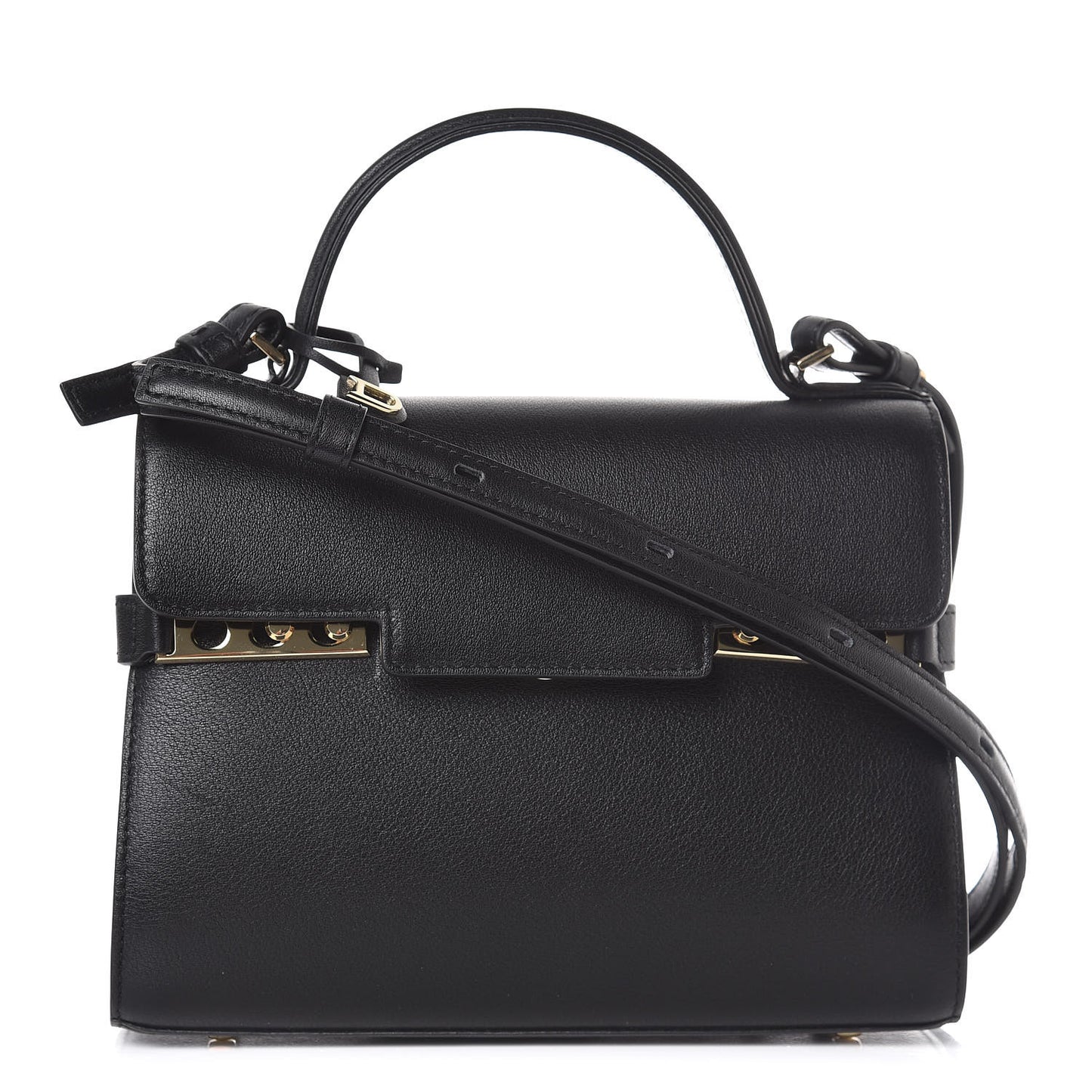 Smooth Calfskin Mini Tempete Satchel Black