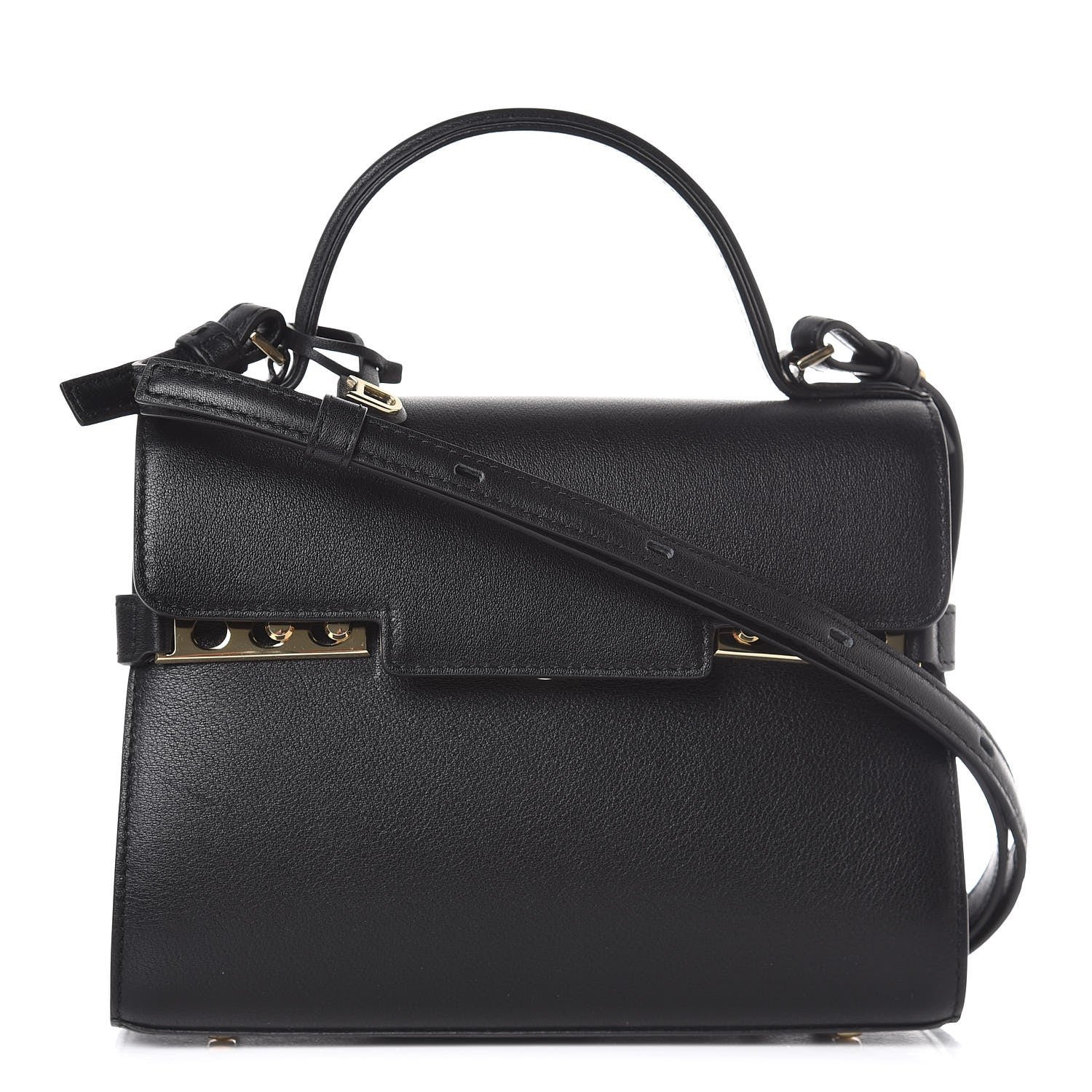 Delvaux Smooth Calfskin Mini Tempete Satchel Black 1 of 10