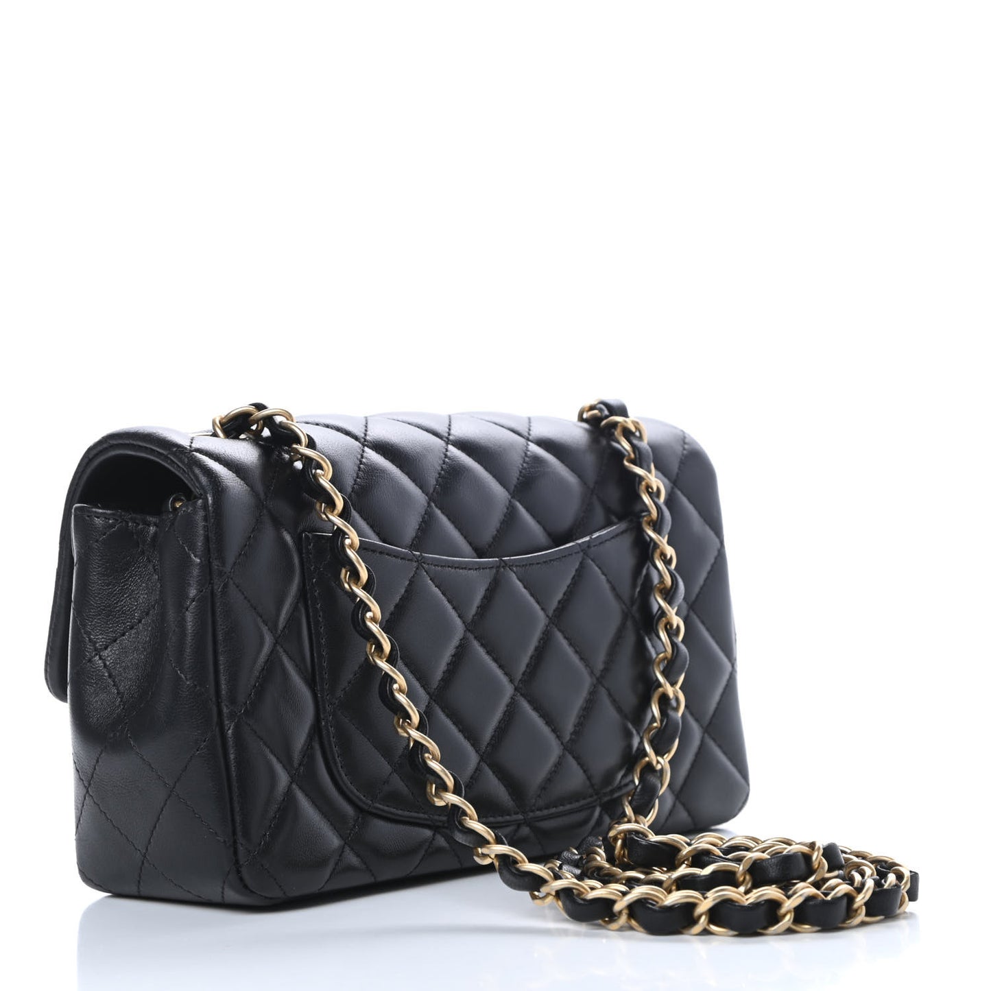 Lambskin Quilted Mini Rectangular Flap Black