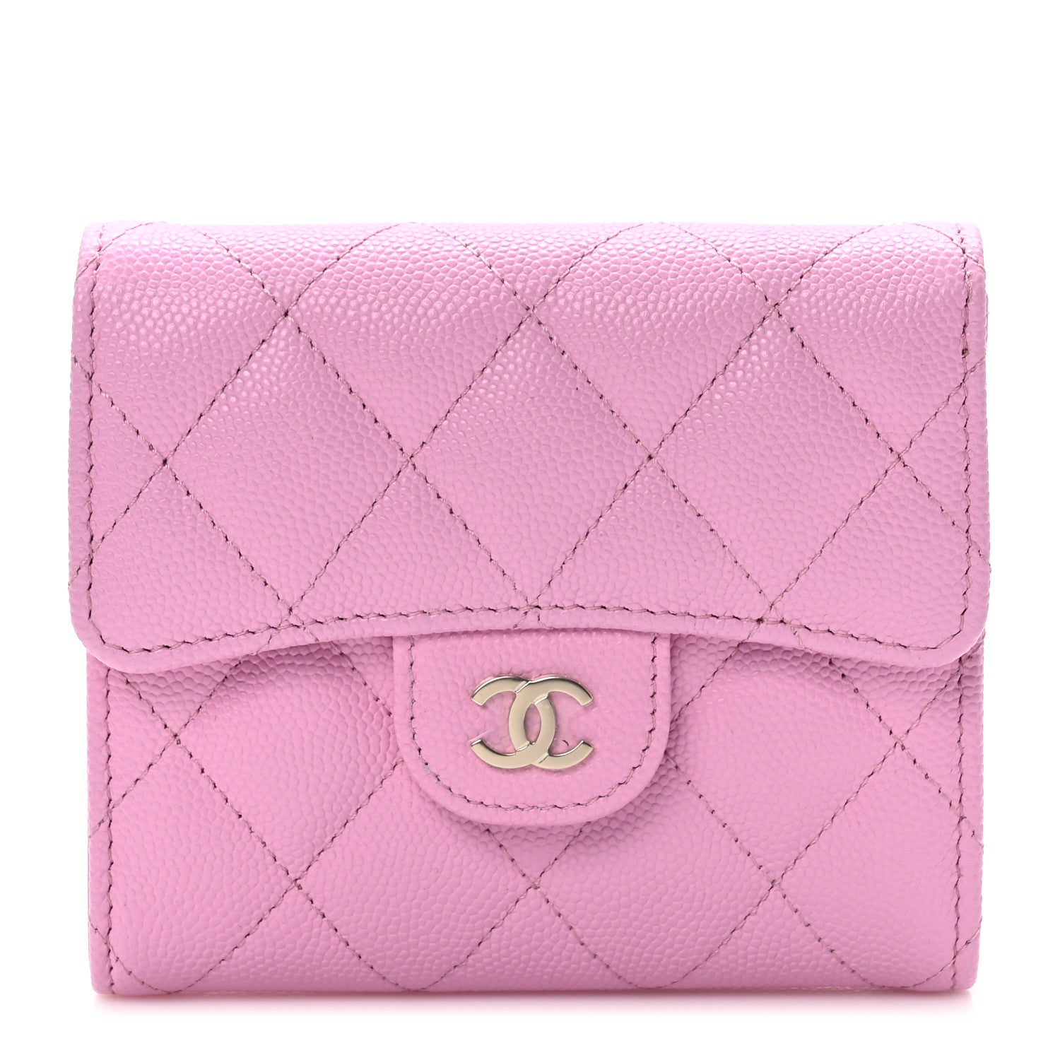 Chanel Caviar Quilted Compact Flap Wallet Pink 1 of 7