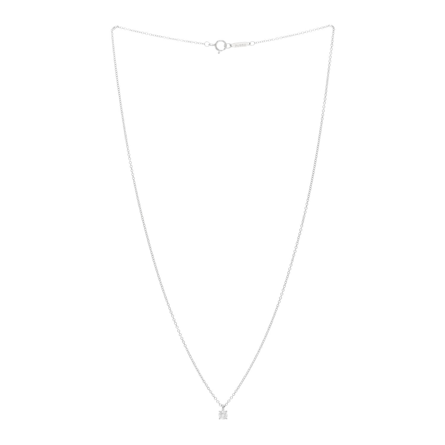 Tiffany Platinum Diamond .16ct Solitaire Pendant Necklace 3 of 5