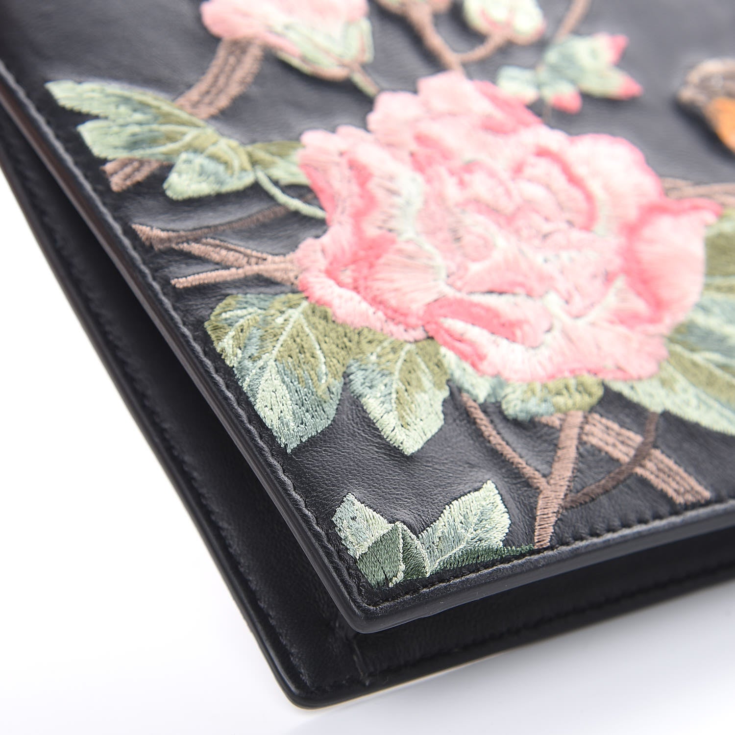 Alexander McQueen Calfskin Embroidered Knuckle Clutch Black Multi 8 of 11
