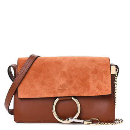 Chloe Suede Calfskin Small Faye Shoulder Bag Tobacco 1 of 12