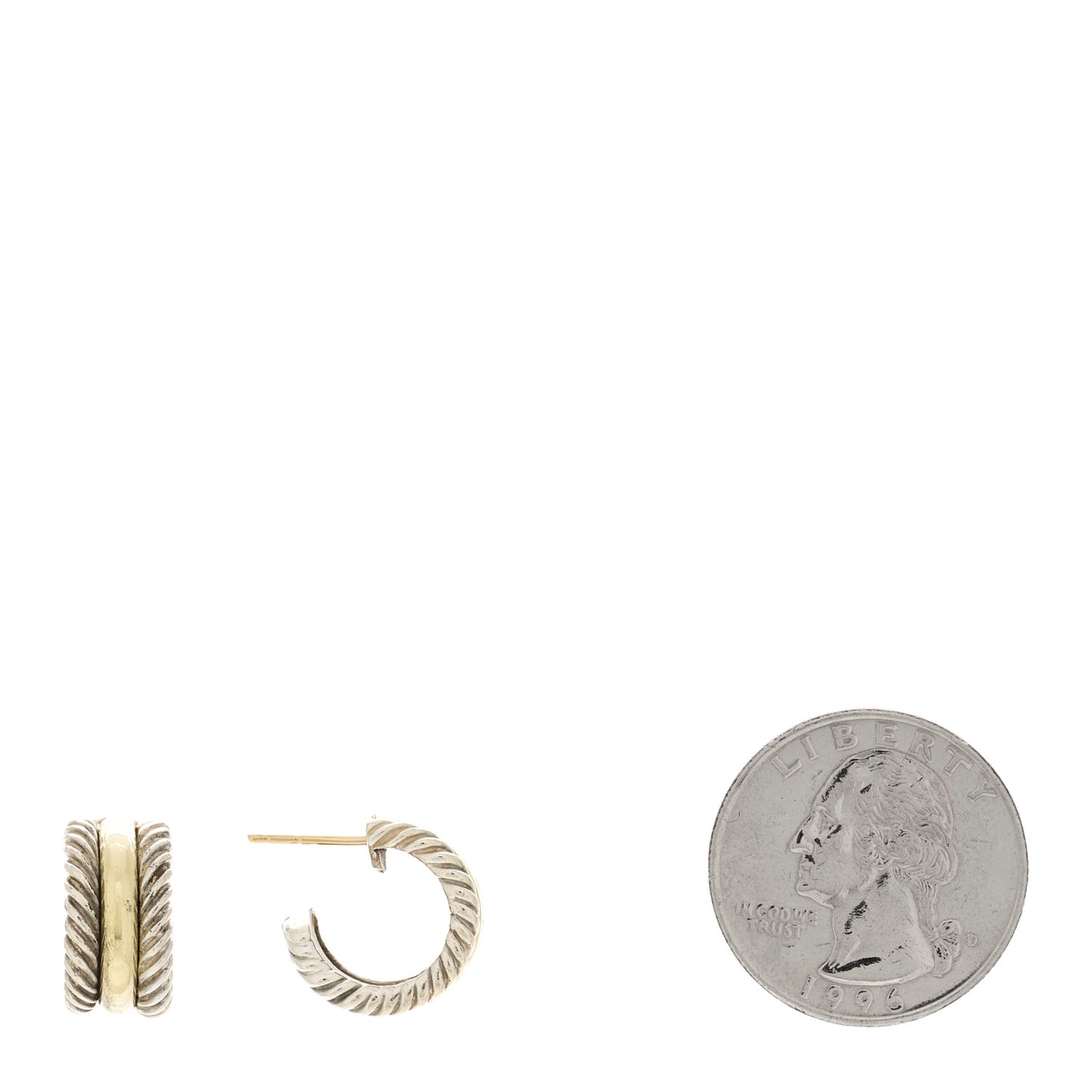Sterling Silver 14K Yellow Gold 16mm Cable Classics Hoop Earrings