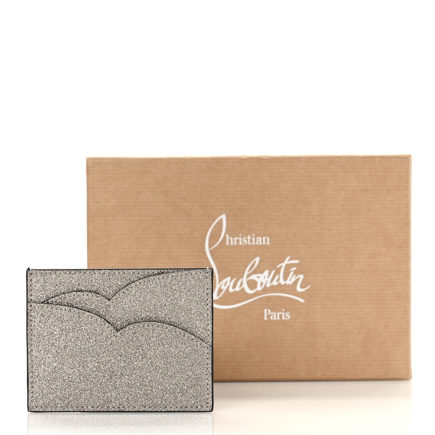 Calfskin Hot Chick Glitter Card Holder Silver