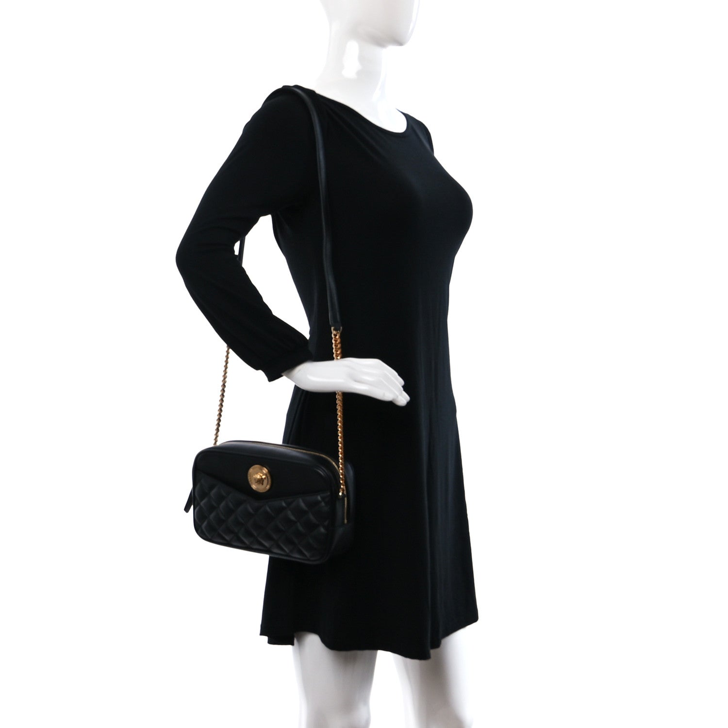 Versace Nappa Quilted Medium Medusa Camera Bag Black 2 of 10