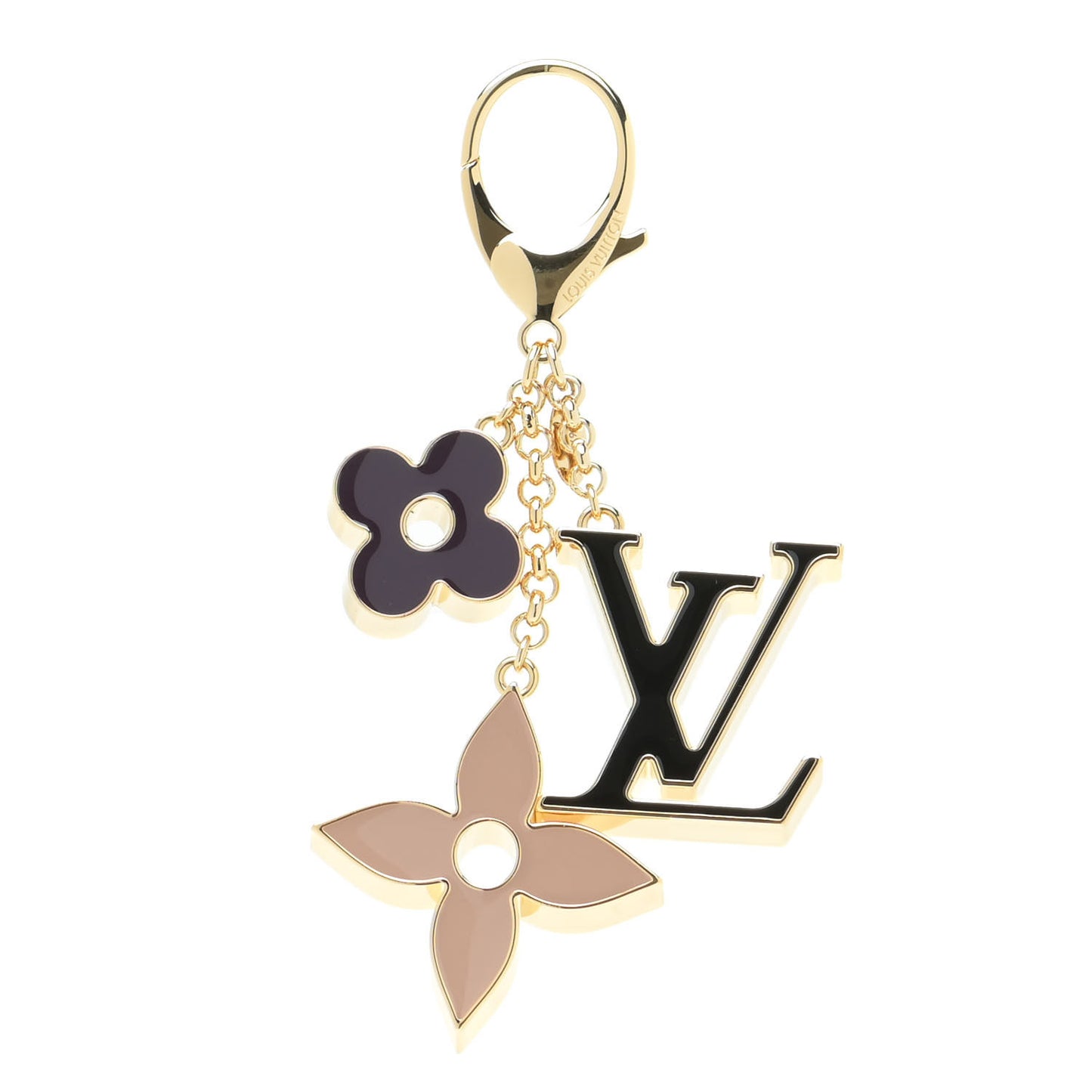 Fleur De Monogram Bag Charm Dore