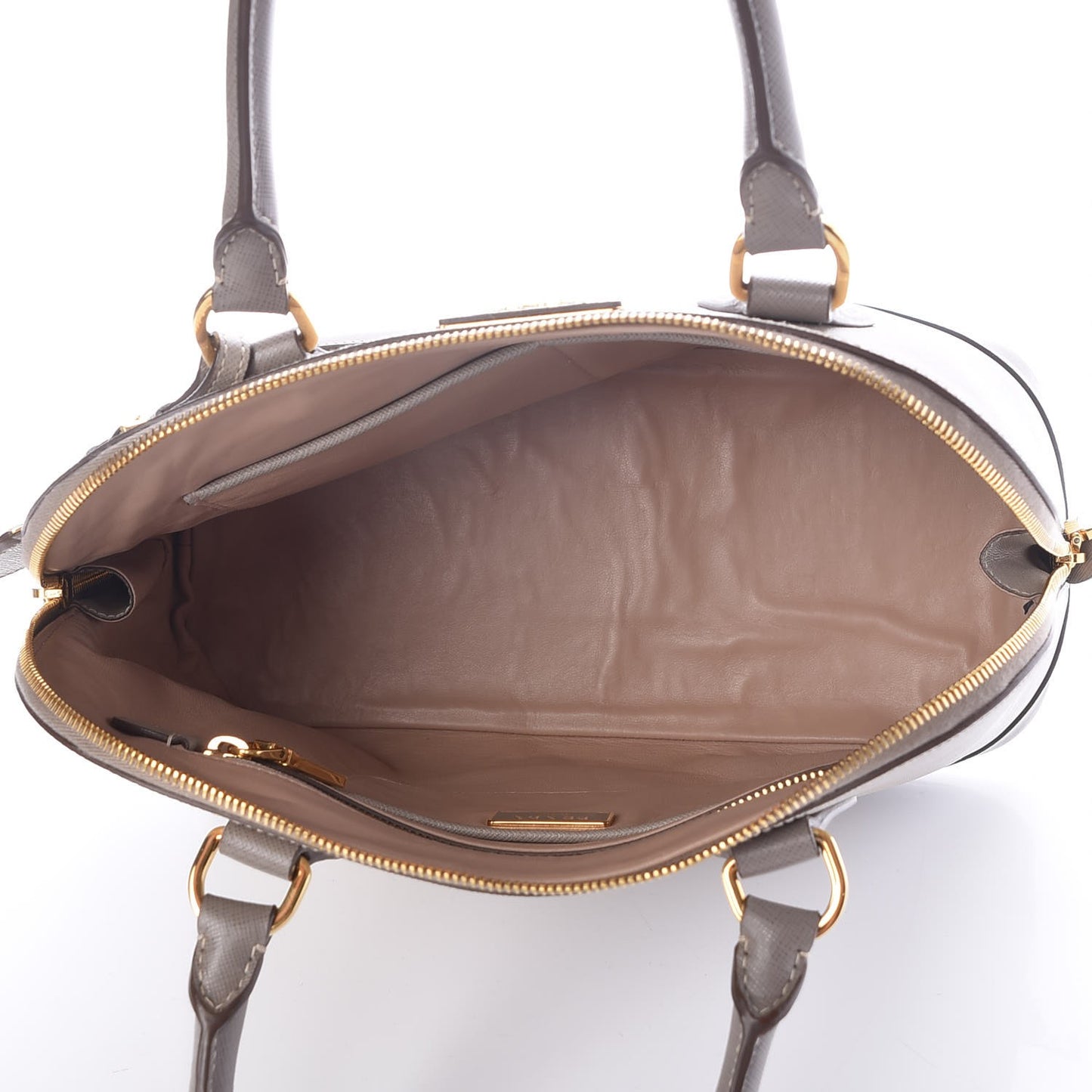 Saffiano Lux Bi-Color Promenade Dome Tote Pomice Argilla
