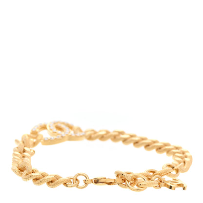 Chanel Crystal CC Chain Link Bracelet Gold 3 of 5