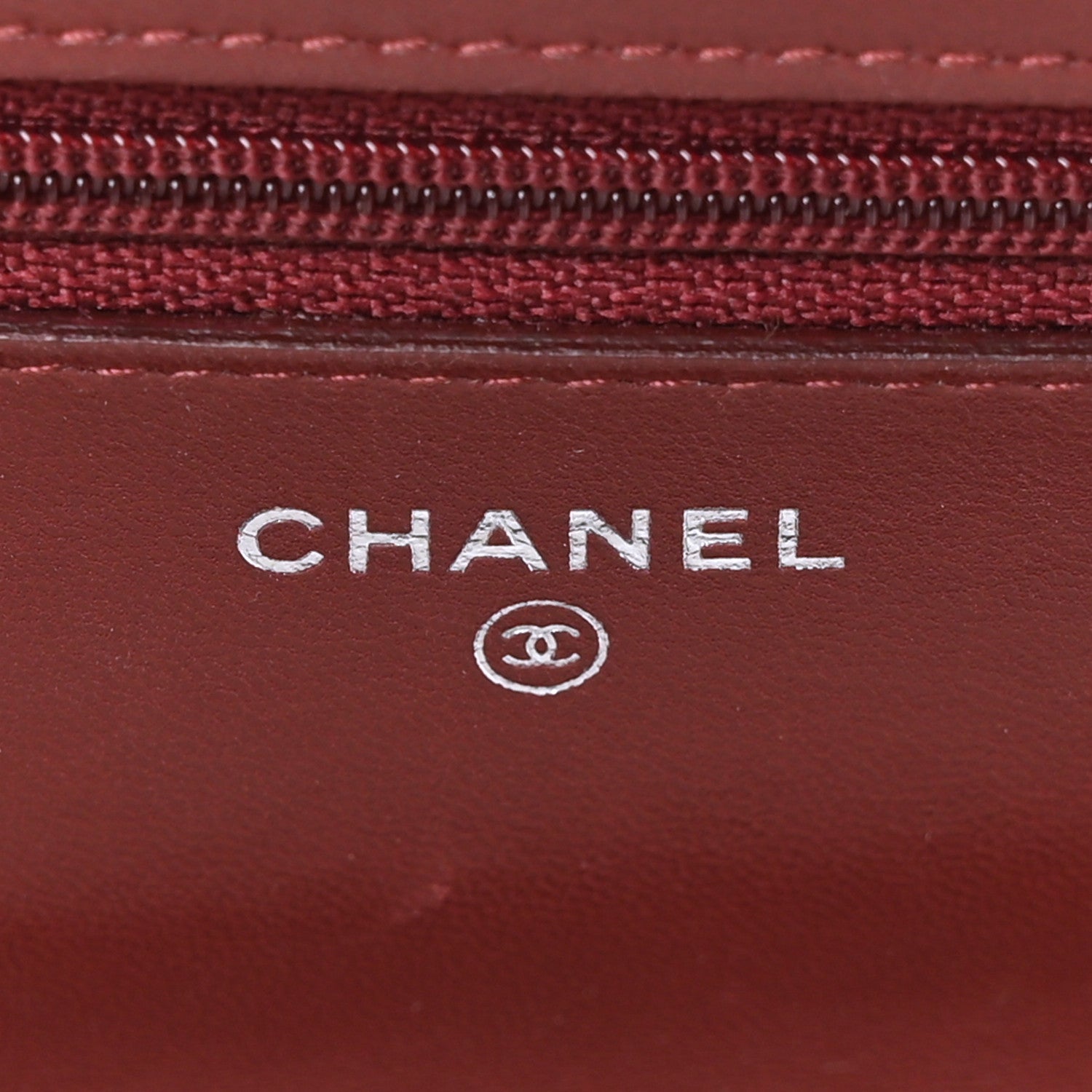 Chanel Lambskin Quilted Wallet On Chain WOC Burgundy 6 of 10