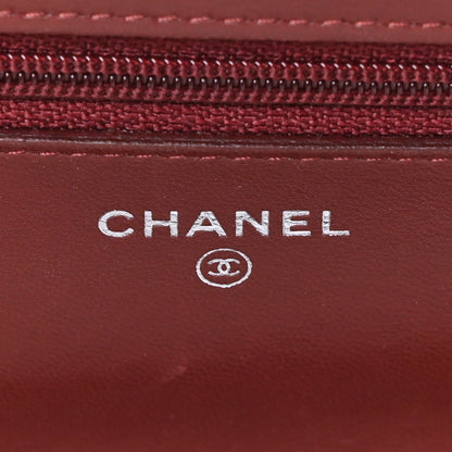 Chanel Lambskin Quilted Wallet On Chain WOC Burgundy 6 of 10