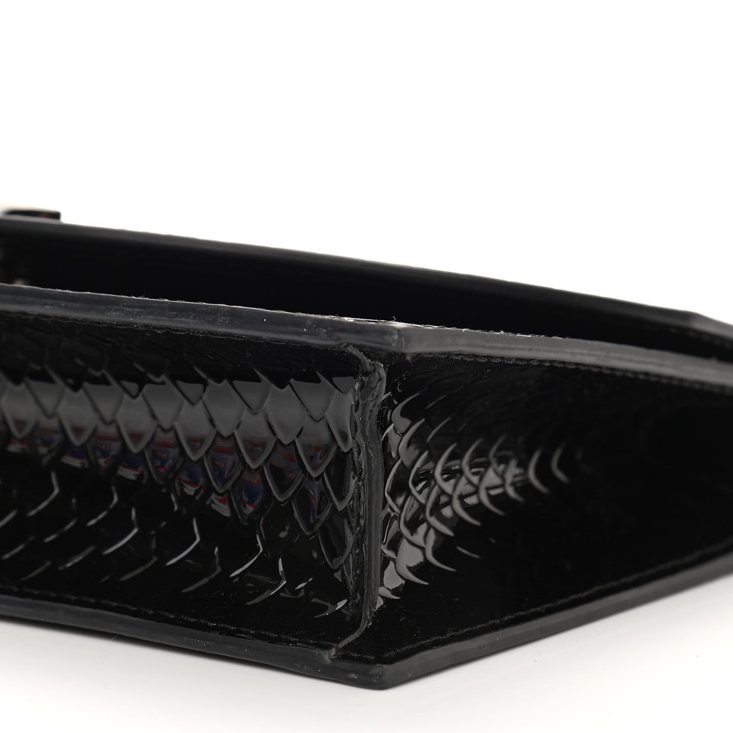 Patent Embossed Python Loubi54 Crossbody Clutch Black