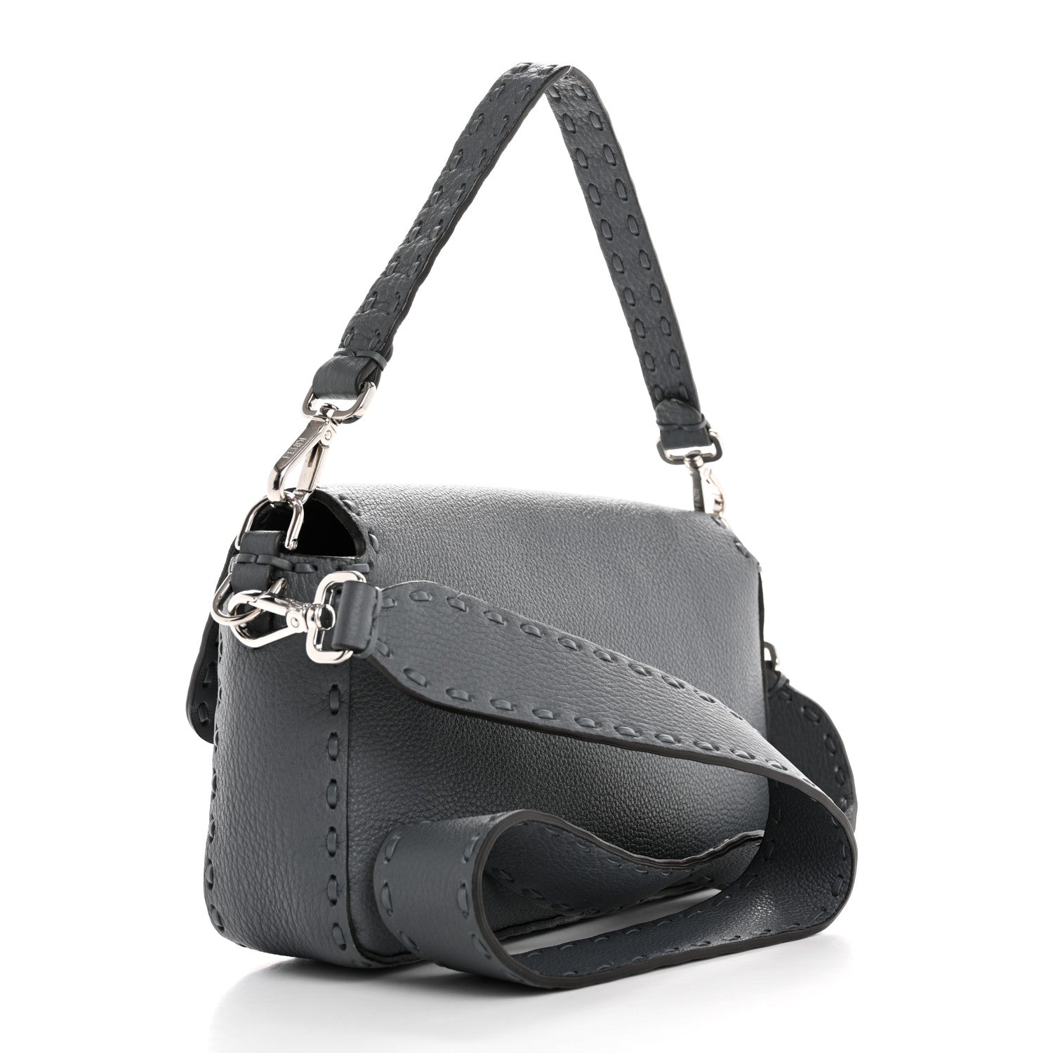 Fendi Cuoio Roma Sellerissima Nappa Sintetica Tape Stitch Mini Baguette Tempesta 3 of 13