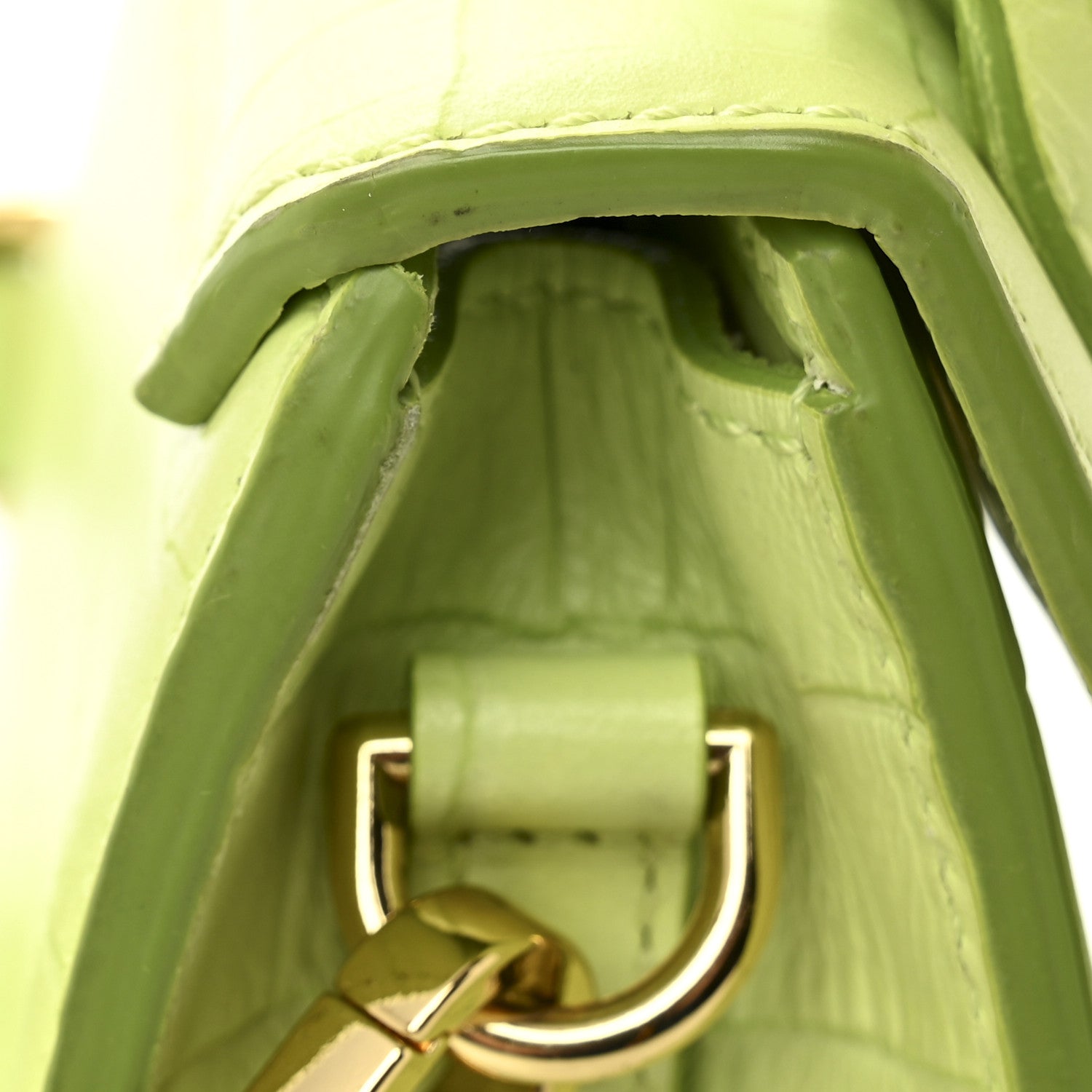 Jacquemus Calfskin Crocodile Embossed Le Chiquito Light Green 13 of 14
