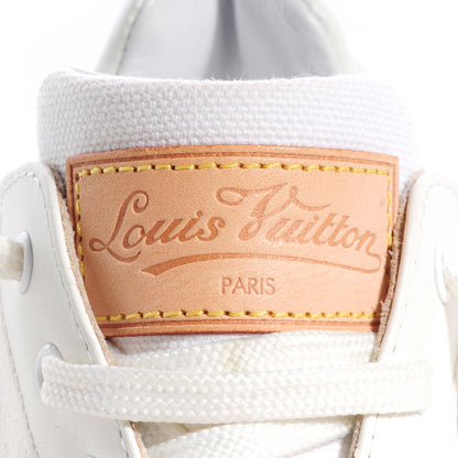 Louis Vuitton Calfskin Embossed Monogram Street Children Kid's Sneakers 30 US 12.5 Gold White 5 of 8