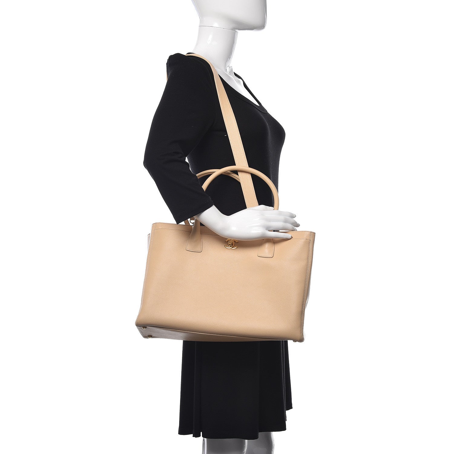 Chanel Calfskin Cerf Executive Shopper Tote Beige Clair 2 of 13