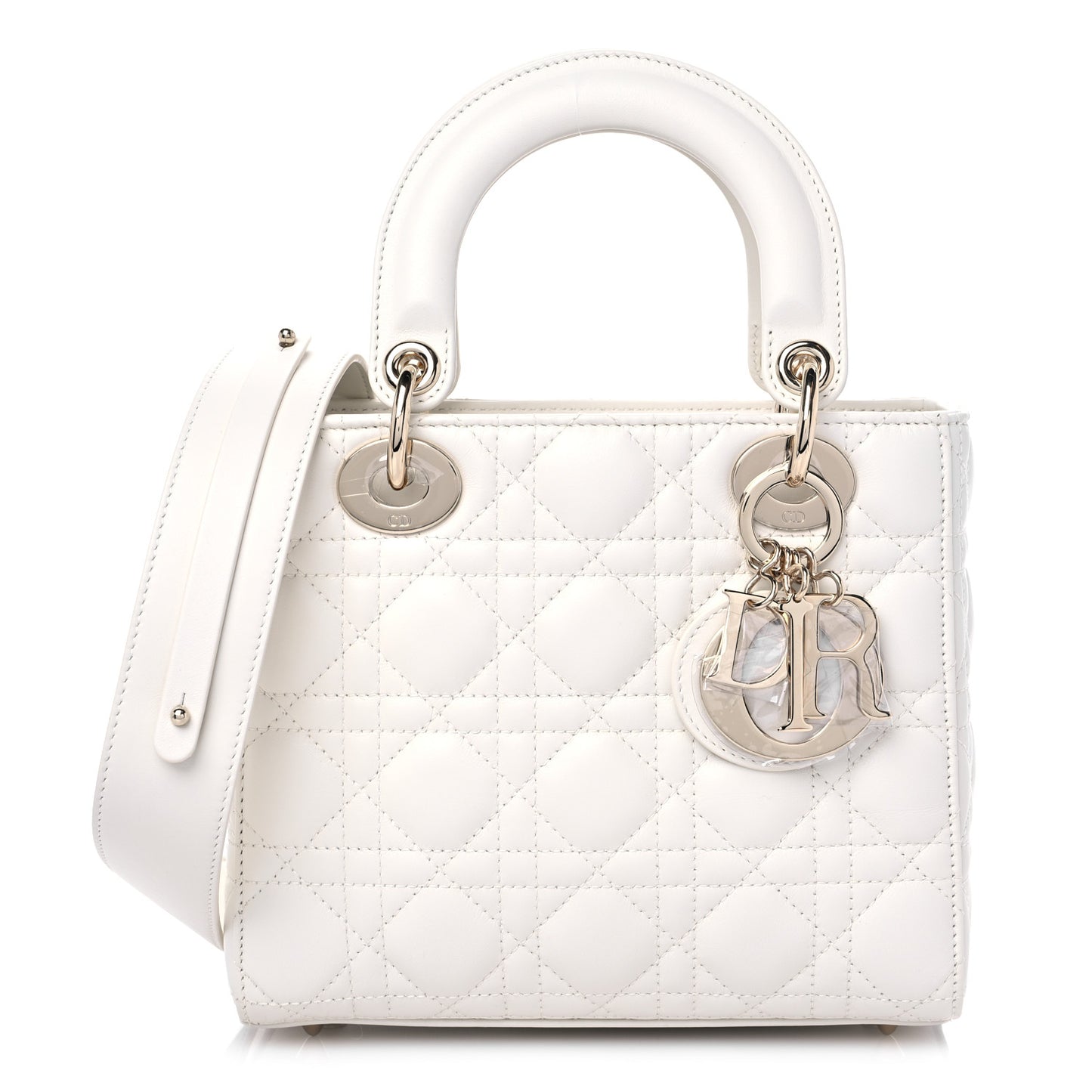 Lambskin Cannage Small Lady Dior White