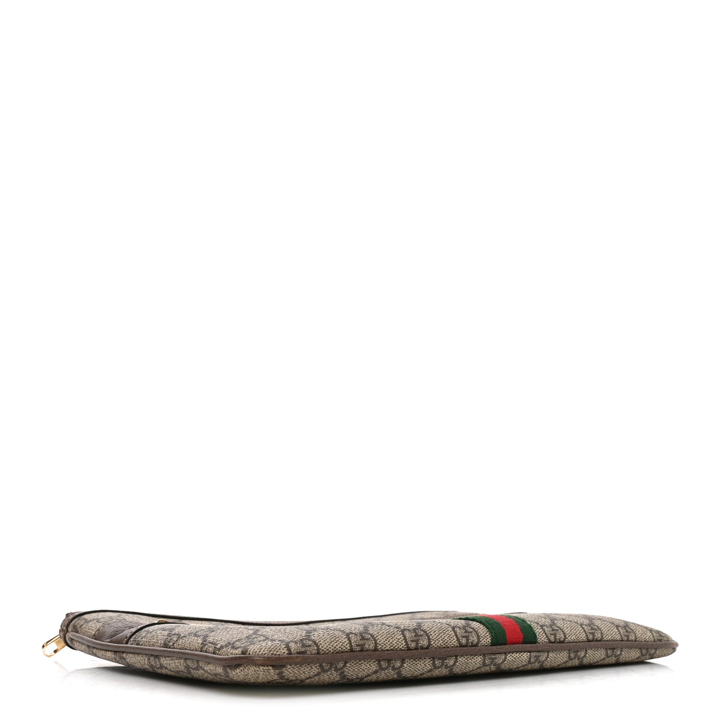 GG Supreme Monogram Large Ophidia Pouch Clutch Brown