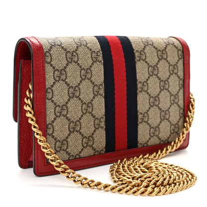 Gucci GG Supreme Monogram Web Queen Margaret Chain Wallet Red 3 of 10