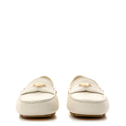Prada Cervo Triangle Driving Loafer 38 Avorio 2 of 9