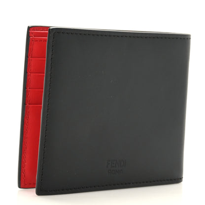 Fendi Vitello Century Monster Eyes Inlay Bi-Fold Wallet Black Giallo Rosso 3 of 6