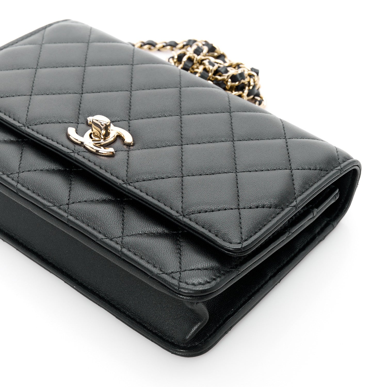 Chanel Lambskin Quilted Trendy CC Wallet On Chain WOC Black 13 of 14