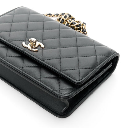Chanel Lambskin Quilted Trendy CC Wallet On Chain WOC Black 13 of 14