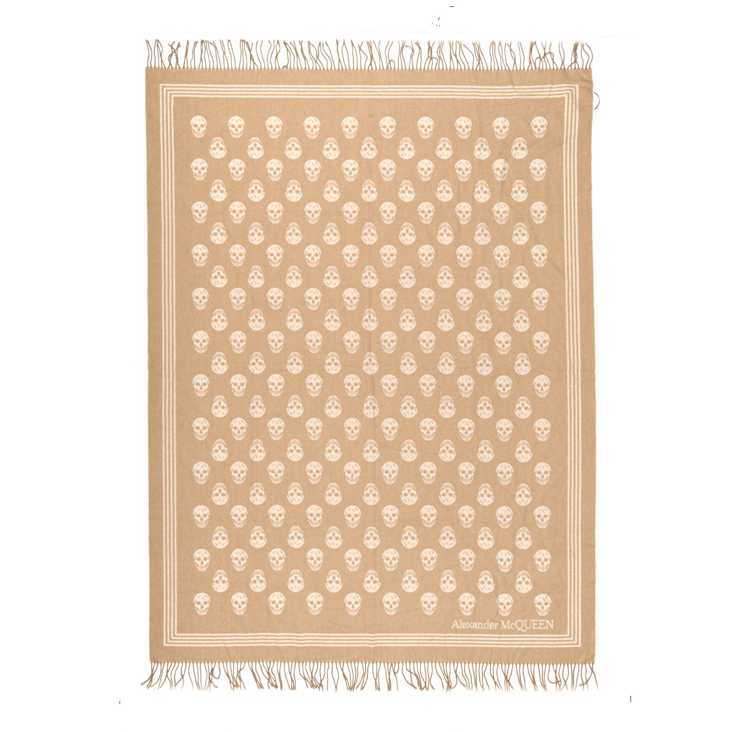 Alexander McQueen Wool Cashmere Skull Scarf Beige White 1 of 4