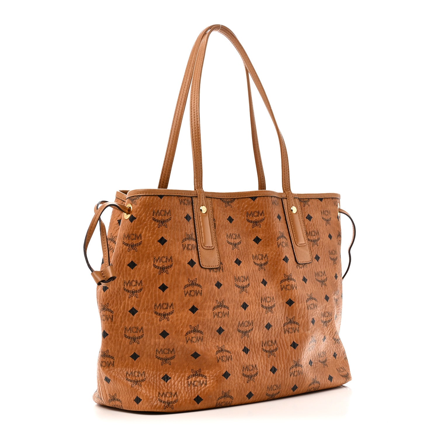 MCM Visetos Medium Liz Reversible Shopper Tote Cognac 5 of 15