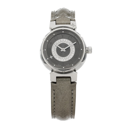 Louis Vuitton Stainless Steel Vernis Diamond 28mm Tambour Quartz Watch Grey 1 of 4