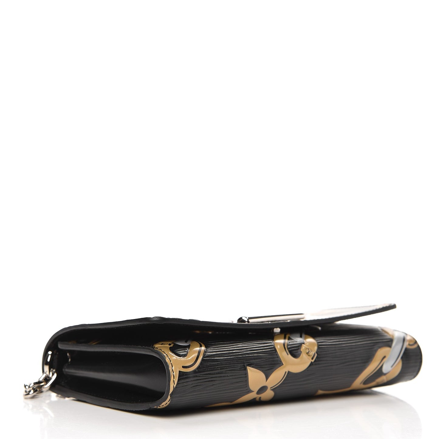 Epi Chain Flower Print Twist Chain Wallet Black