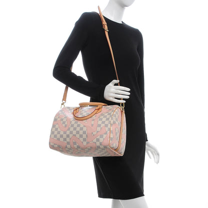Louis Vuitton Damier Azur Tahitienne Speedy Bandouliere 30 Rose Ballerine 2 of 7