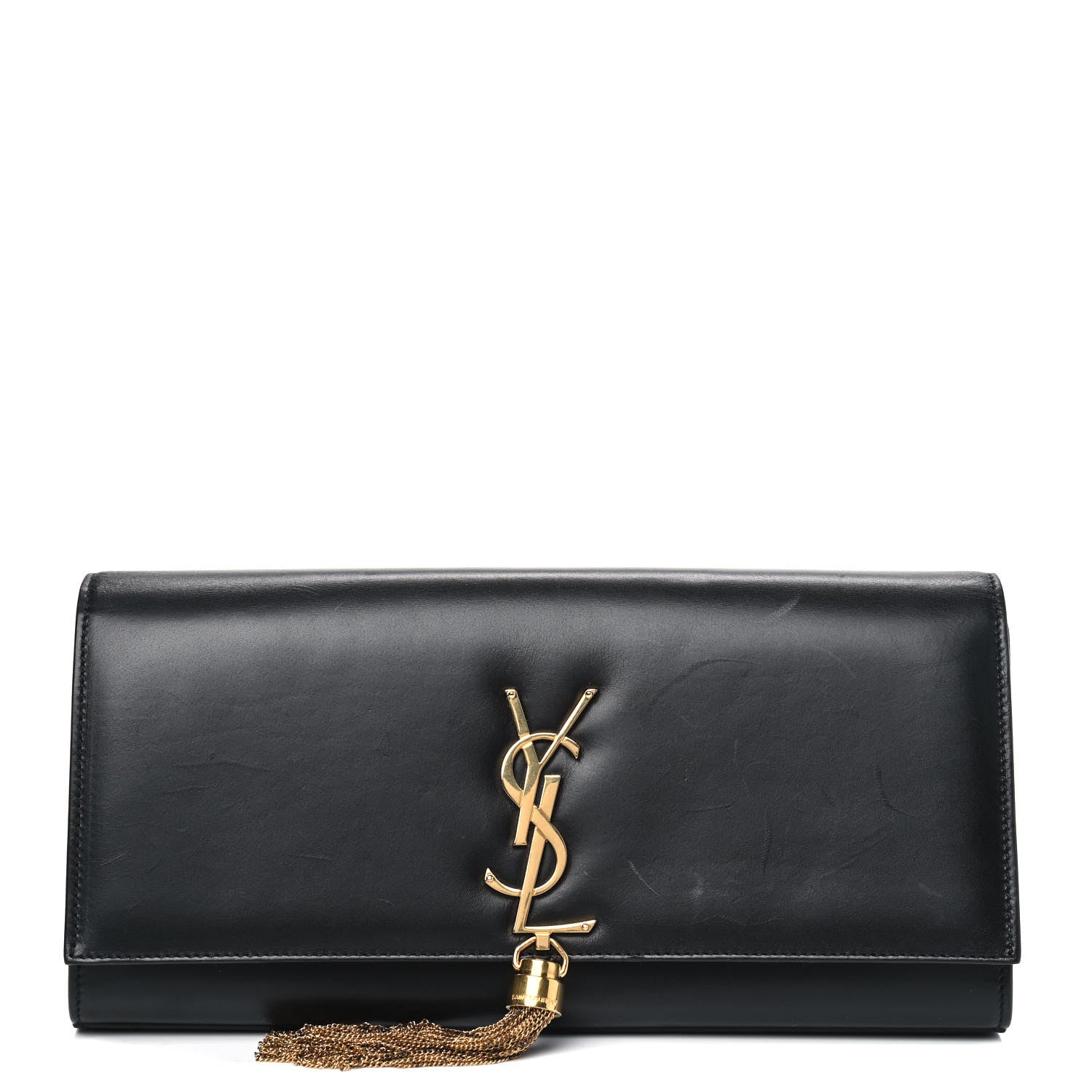 Saint Laurent Calfskin Classic Monogram Tassel Clutch Black 1 of 8