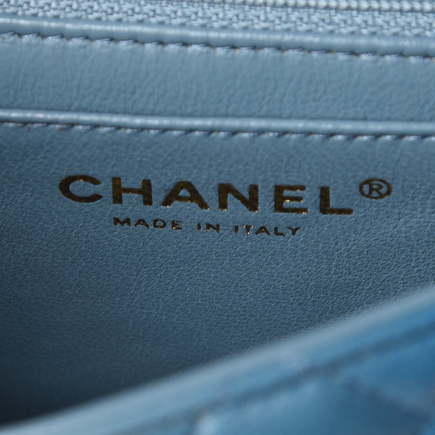 Lambskin Degrade Quilted Mini Square Flap Light Blue