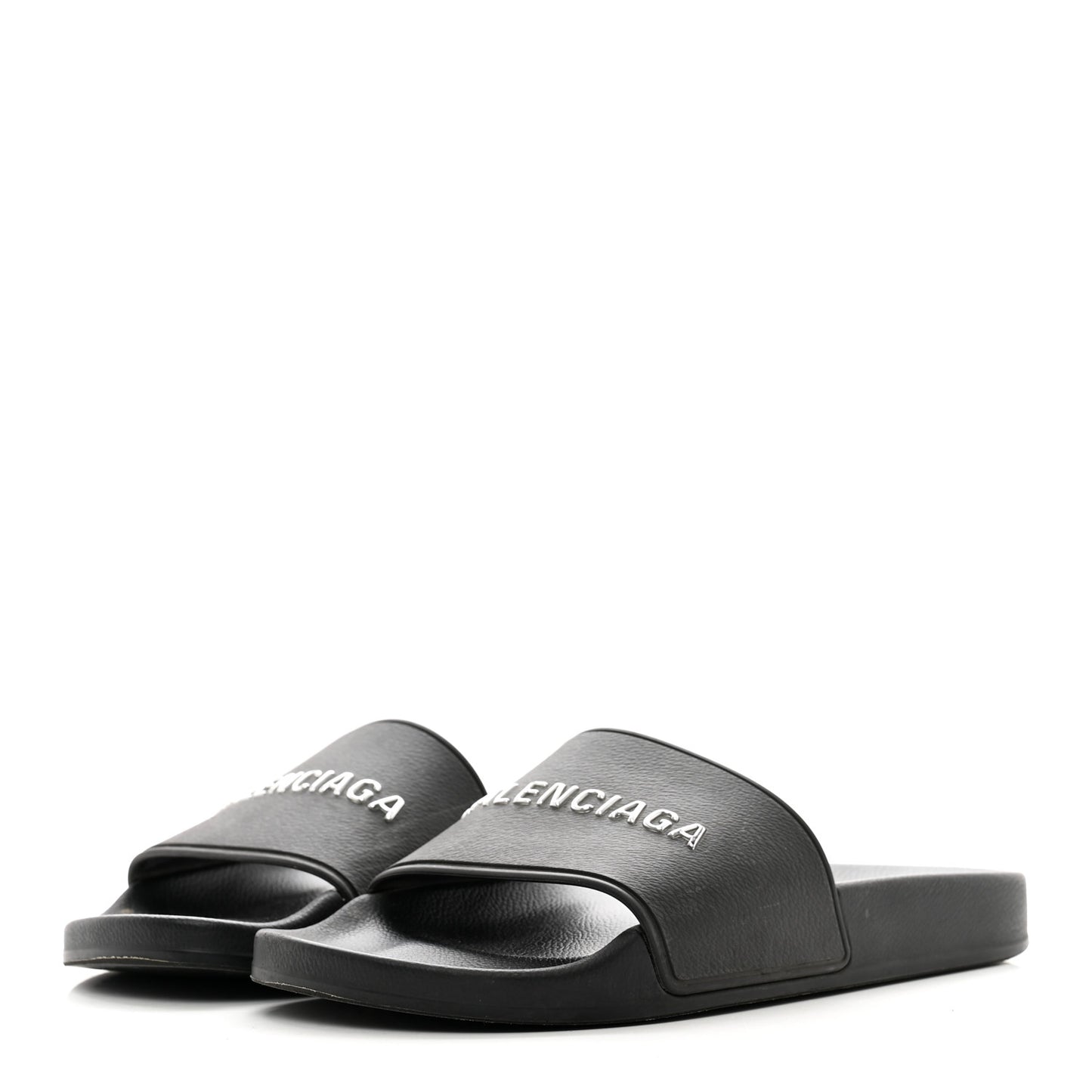 Rubber Logo Pool Slide Sandals 37 Black
