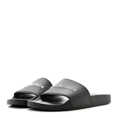 Balenciaga Rubber Logo Pool Slide Sandals 37 Black 3 of 7