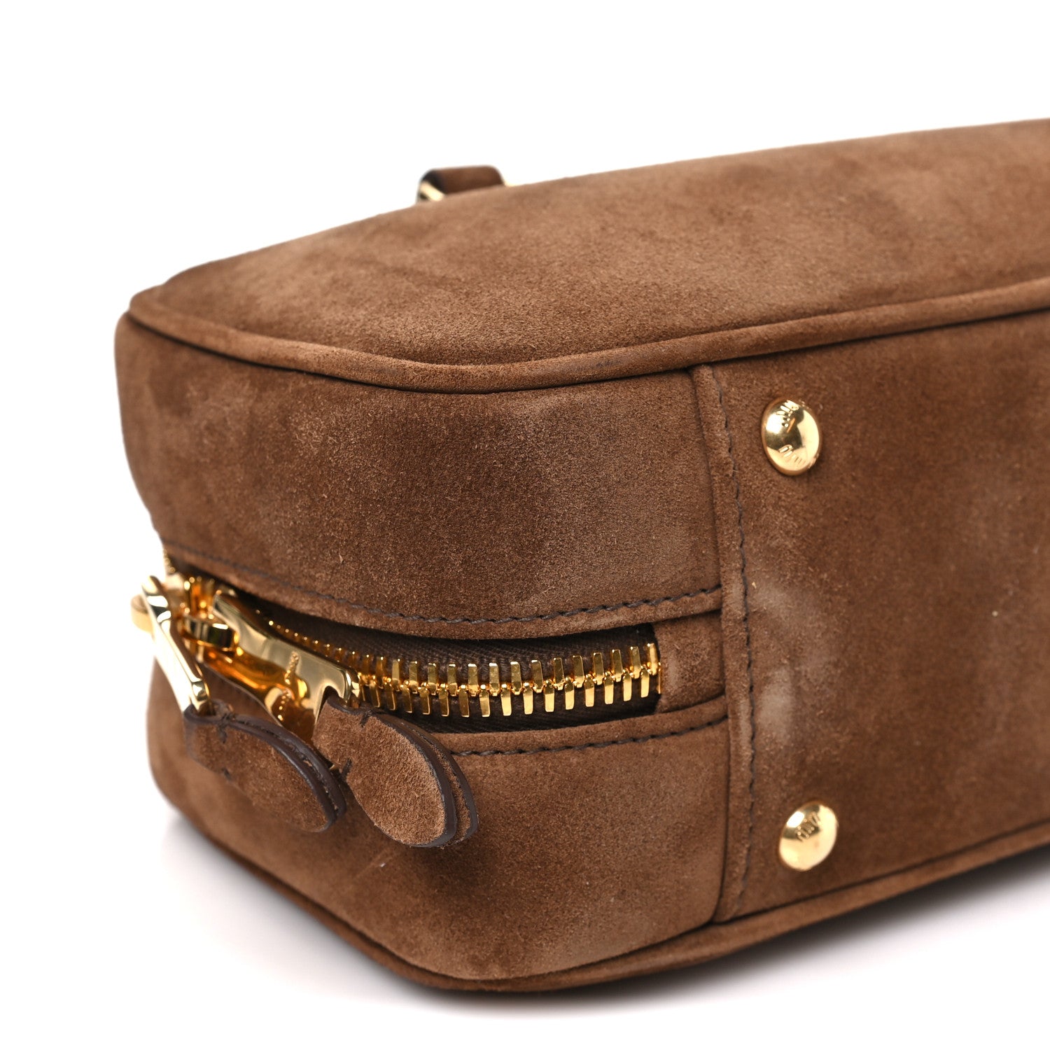 Miu Miu Suede Padded Regular Arcadie Top Handle Bag Cacao 8 of 9