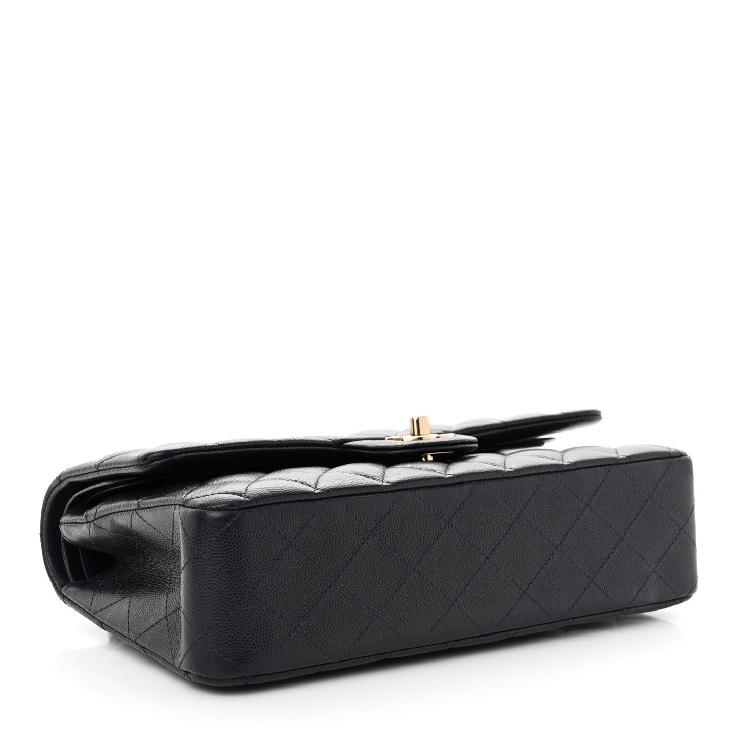 Caviar Quilted Medium Double Flap Navy