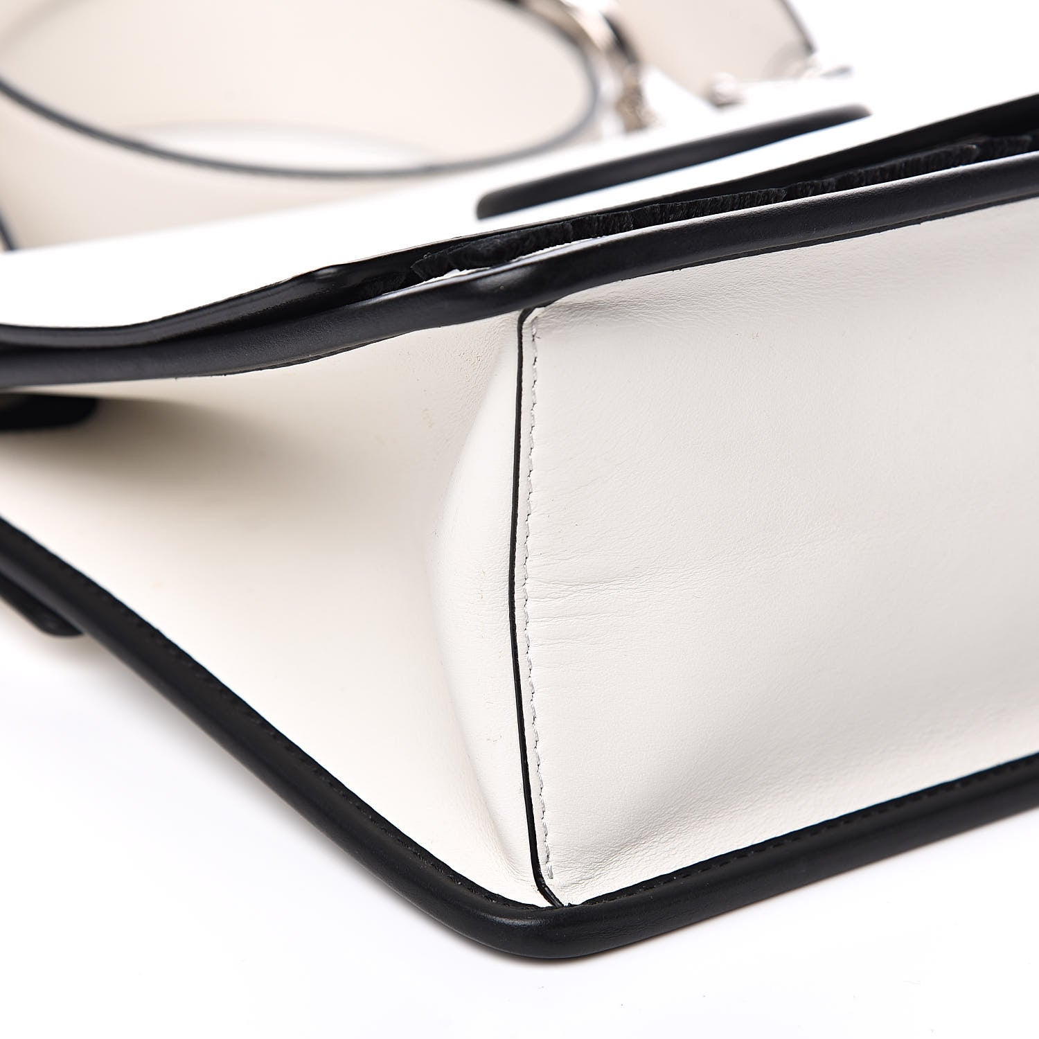 Fendi Vitello Century Velvet F is Fendi FF Embroidered Kan I Shoulder Bag White Black 8 of 13