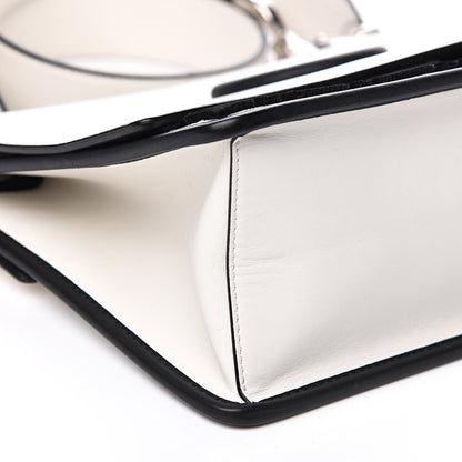 Fendi Vitello Century Velvet F is Fendi FF Embroidered Kan I Shoulder Bag White Black 8 of 13