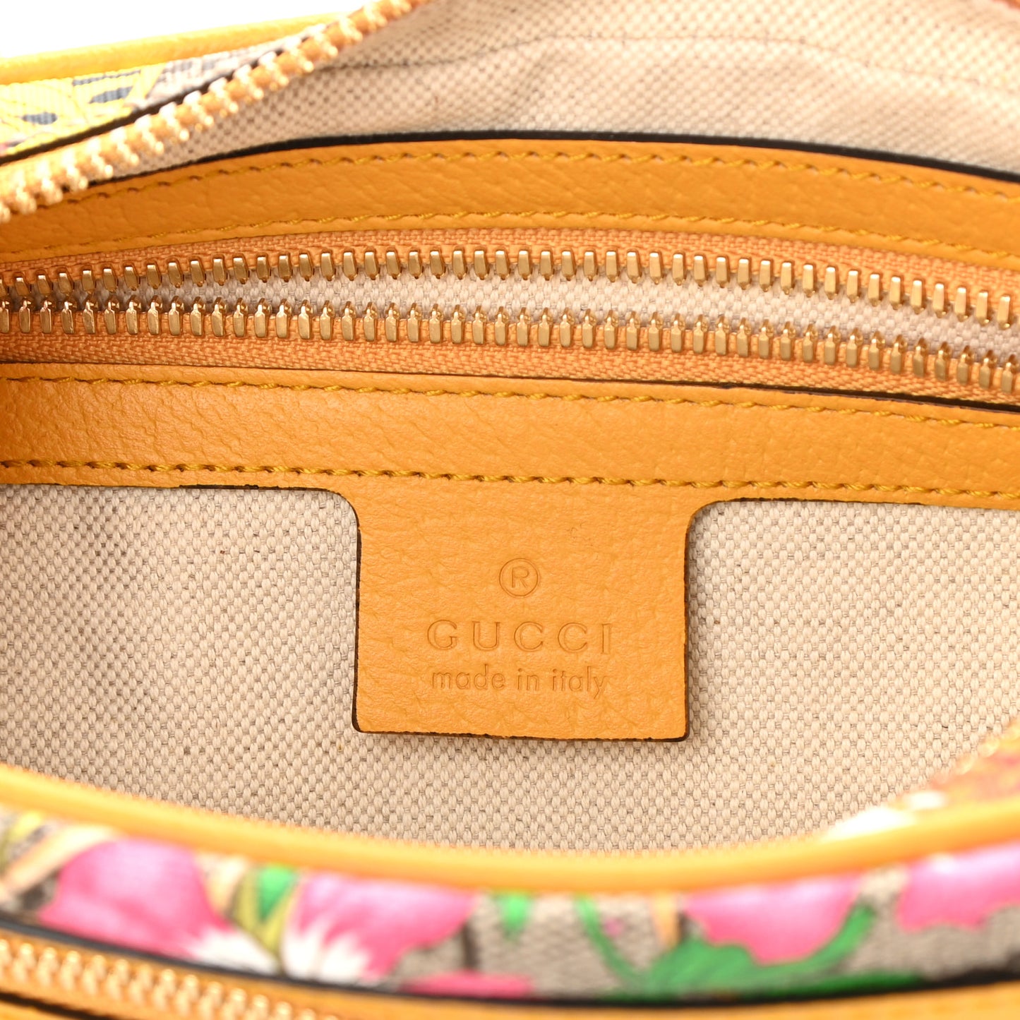 GG Supreme Monogram Flora Medium Ophidia Belt Bag Beige Multicolor Crop