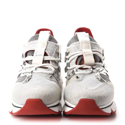 Christian Louboutin Glitter Sunset Red Runner Flat Sneakers 40.5 Silver 2 of 9