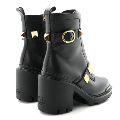 Valentino Garavani Calfskin Roman Stud 20/40mm Combat Boots 38.5 Black 5 of 9