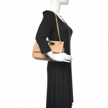 Chanel Lambskin Quilted Medium Chain Clutch Flap Beige 2 of 12