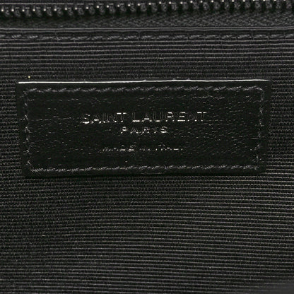 Saint Laurent Grain De Poudre Textured Mixed Matelasse Large Triquilt Monogram Monochrome Satchel Black 6 of 11