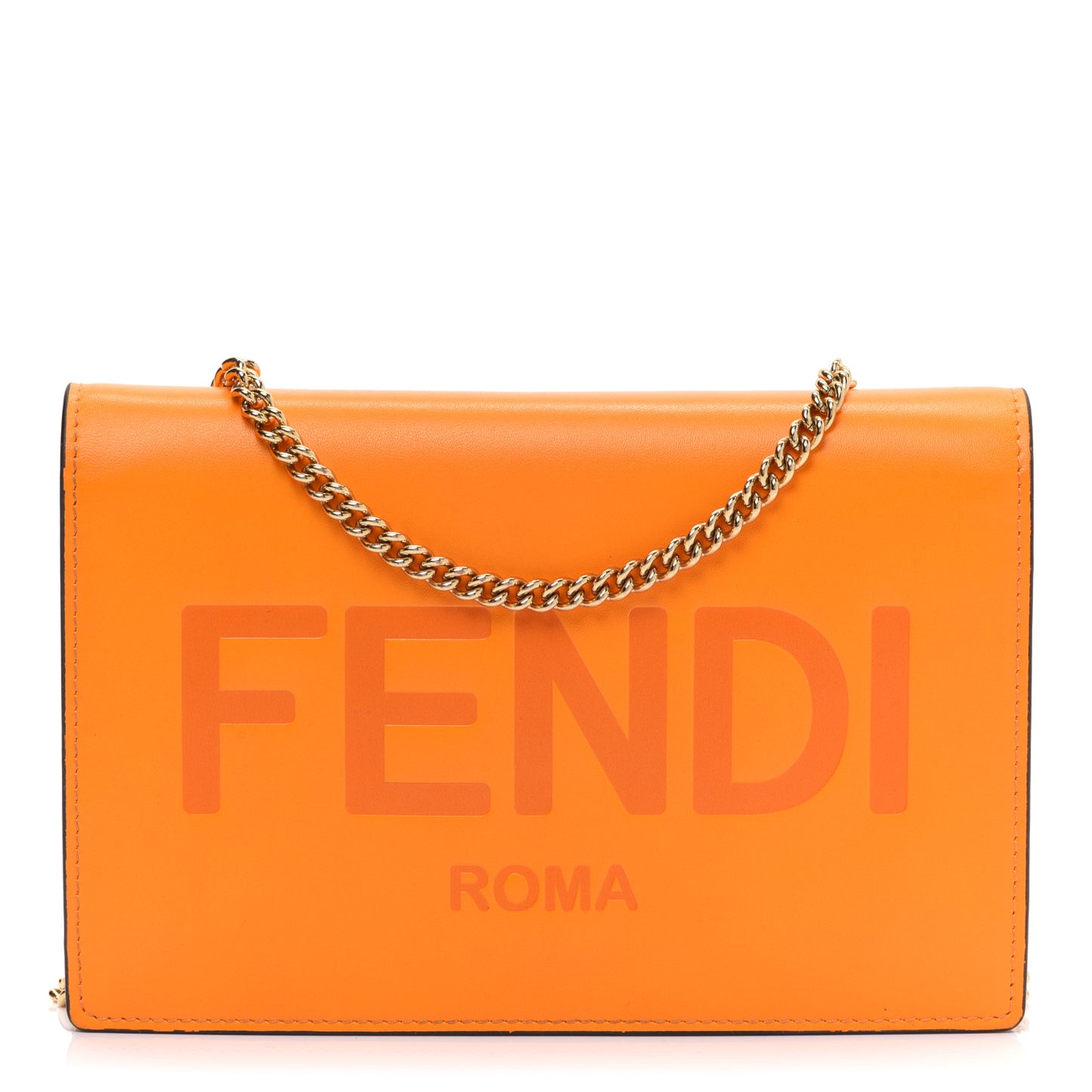 Vitello King Tamponato Logo Embossed Medium Wallet On Chain Clementine